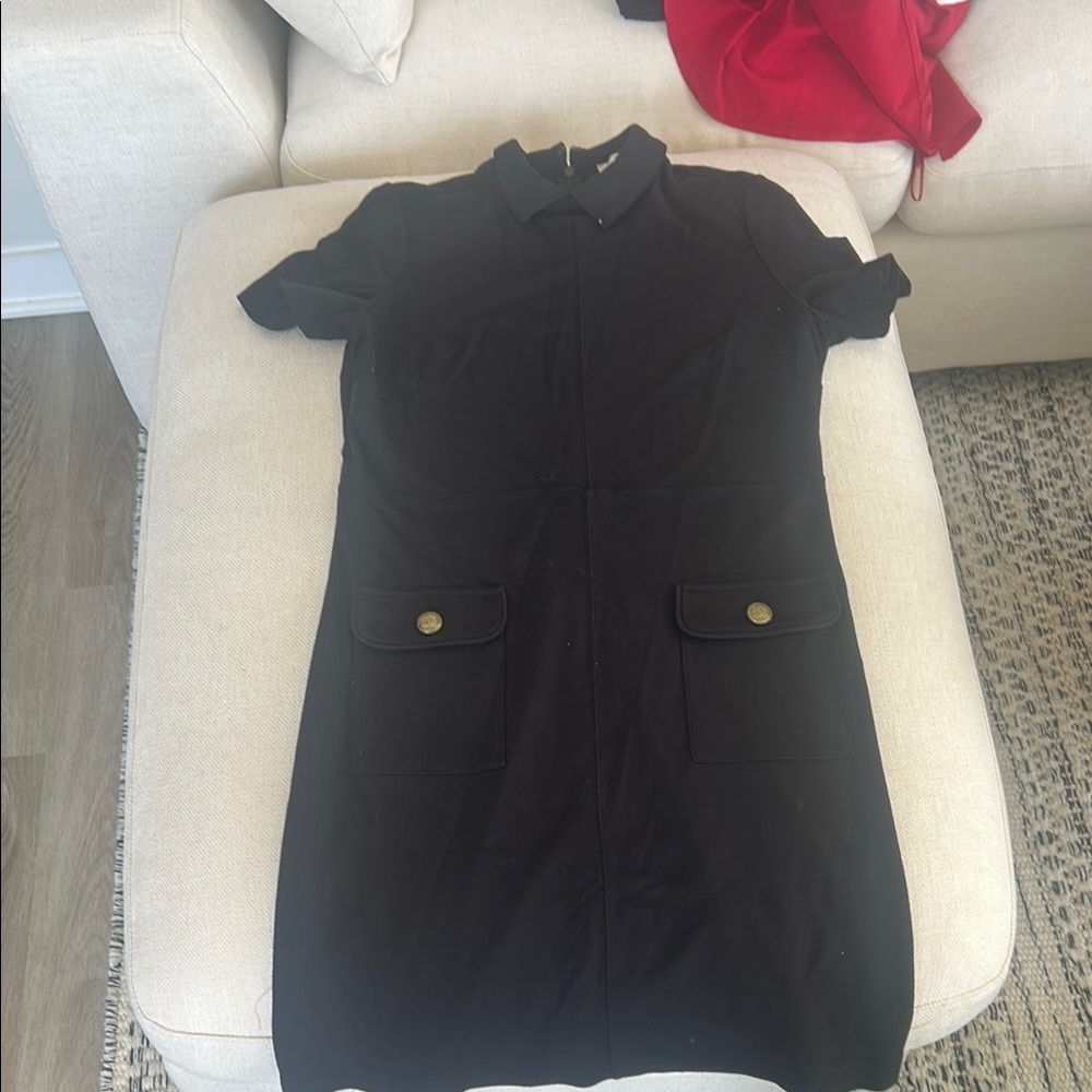 LOFT Black Buttoned Sheath Mini Dress